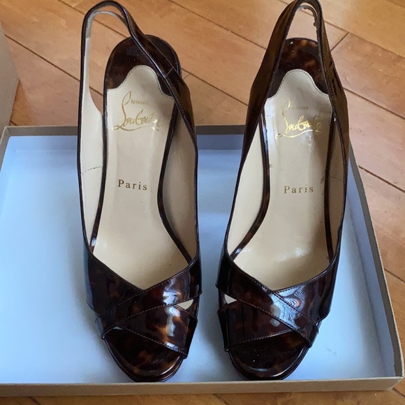 •Christian Louboutin• Sling Back Pumps 38 Tortoise - Picture 6 of 9